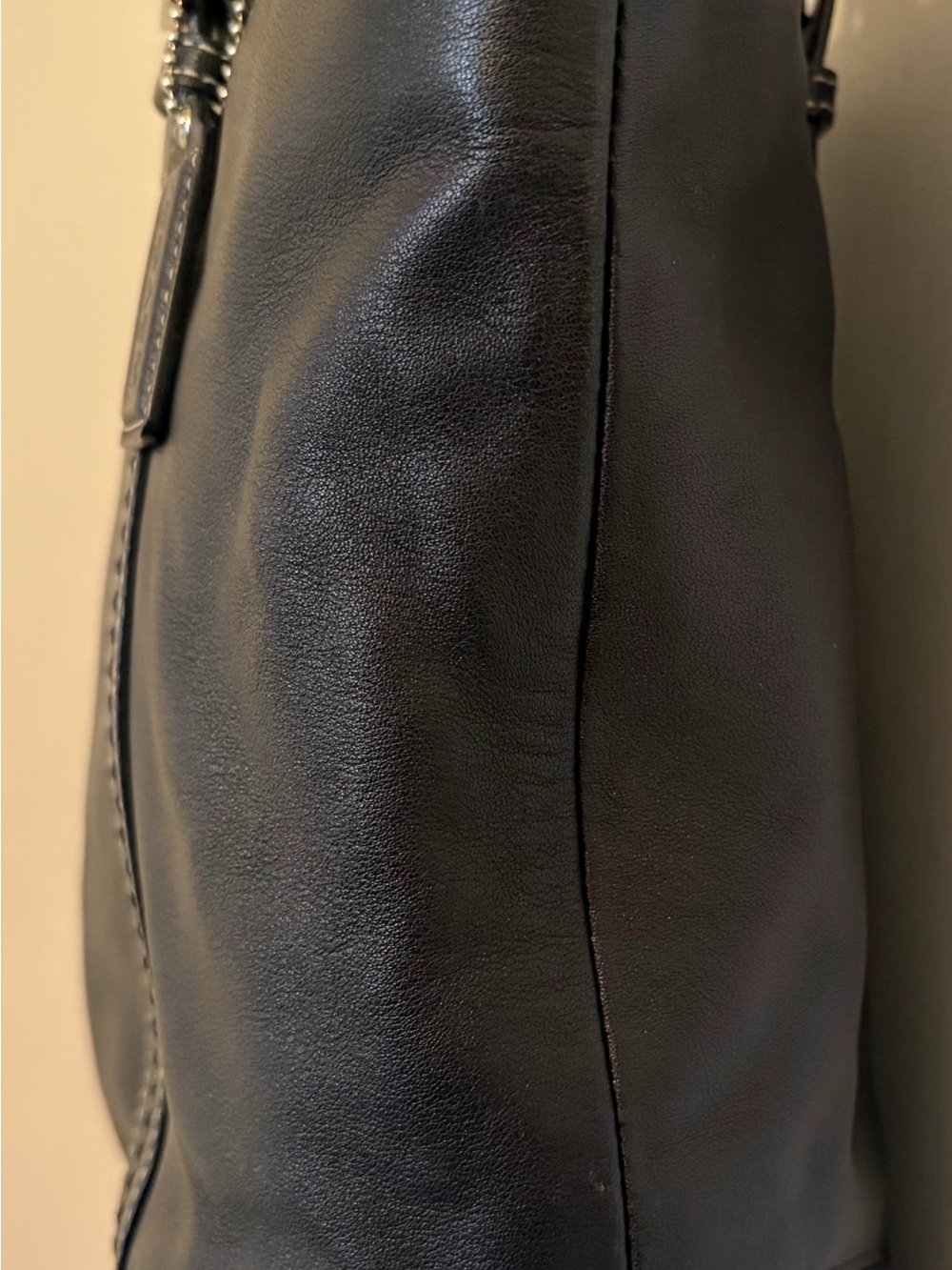 Coach Black Leather Shoulder Tote with Buckle Straps - Picture 5 of 9